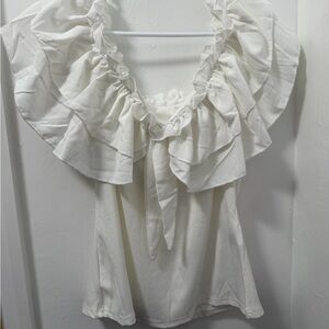 SHEIN White Ruffle Tie-Front Blouse💗